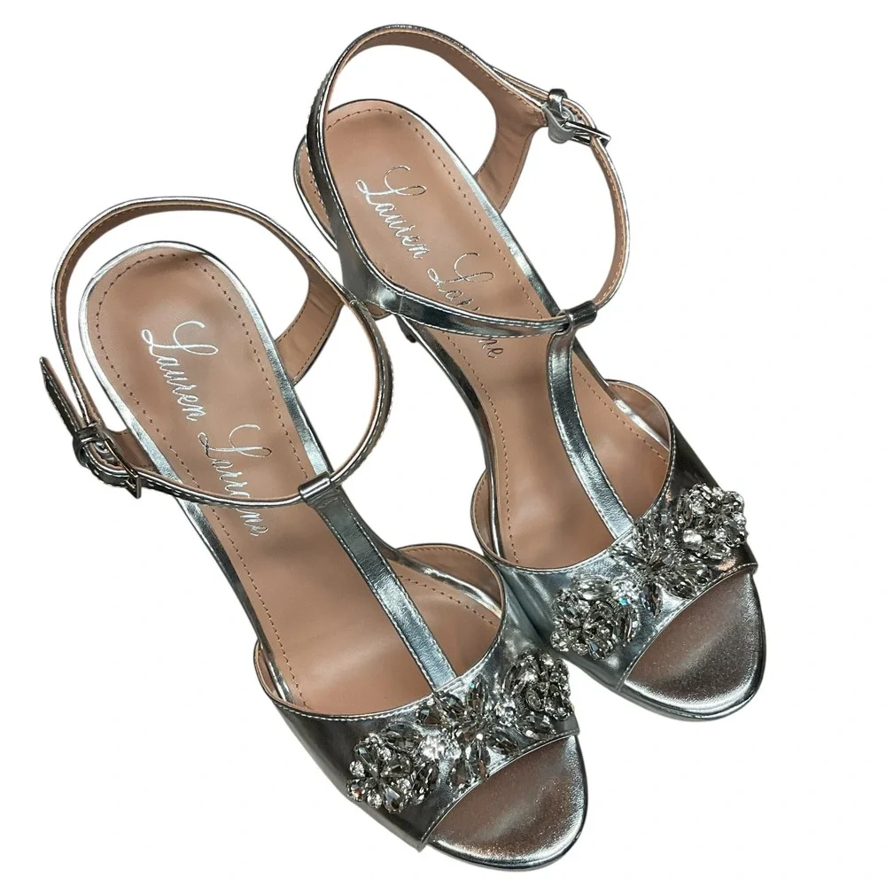 Lauren Lorraine Rhinestone Ornamented Sandal Stiletto Heeled Sandal Size 10‎ NWB